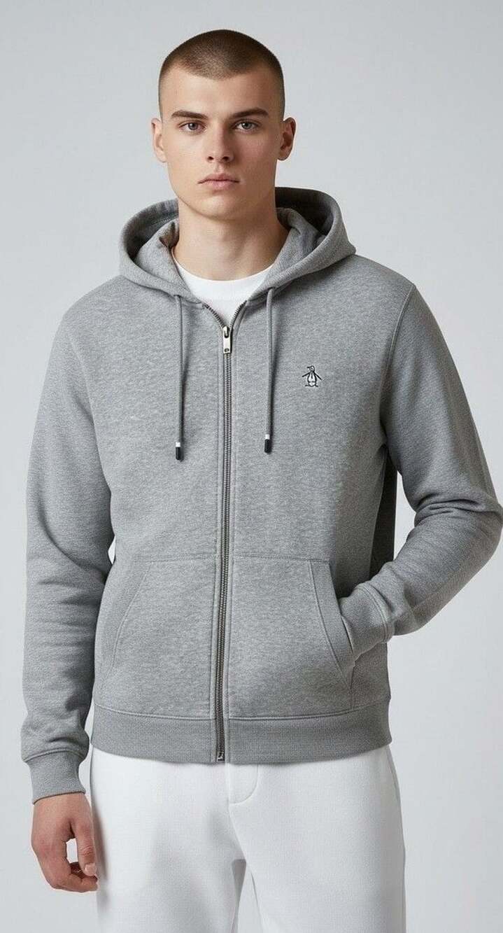 Original Penguin Embroidered Pete Full Zip Hoodie Sz L